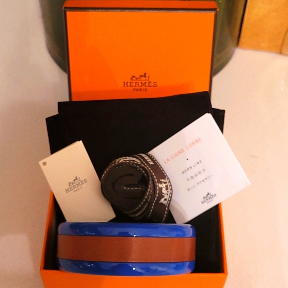 Hermes Jewelry - Hermes Lucite and Leather Bangle Bracelet